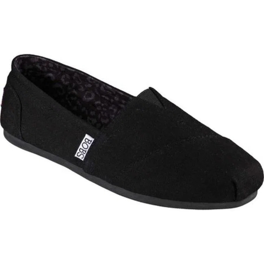 Skechers BOBs Canvas Slip-On Shoes Plush Peace & Love Black - Wide